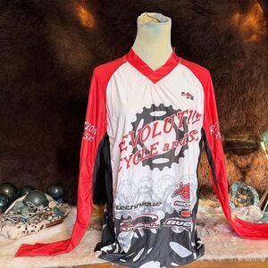 Red and White Long Sleeve Cycling Jersey S (2850)